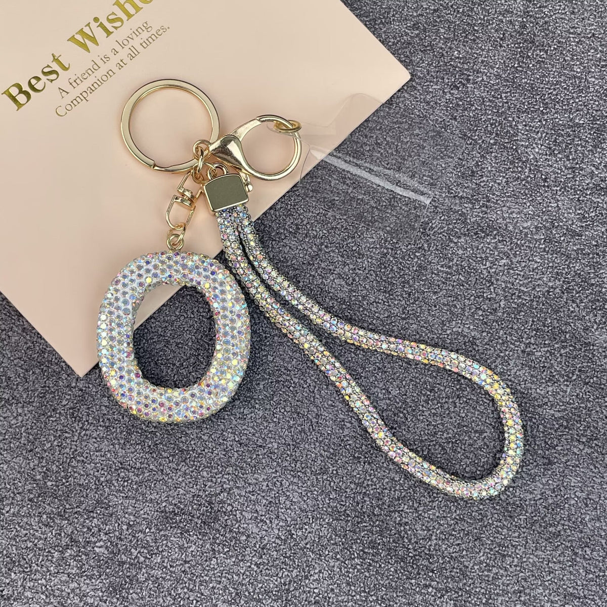 Alphabet Rhinestone Keychain Wristlet K1406 - O