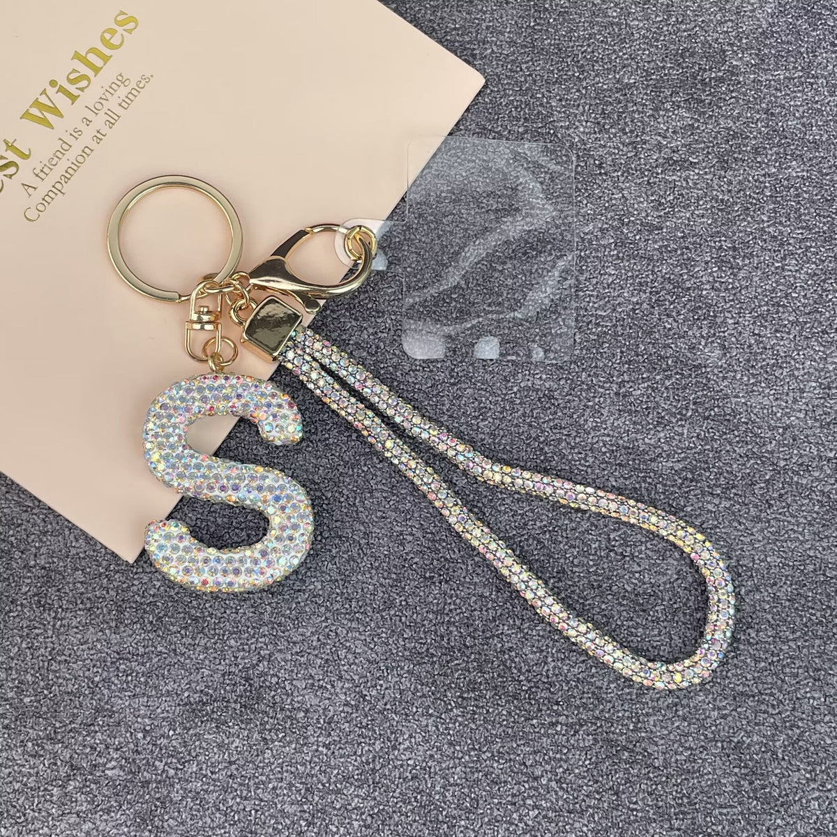 Alphabet Rhinestone Keychain Wristlet K1406 - S