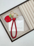 Apple Rhinestone-Embellished Alloy Keychain Wristlet K1408