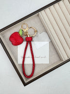 Apple Rhinestone-Embellished Alloy Keychain Wristlet K1408