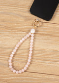 Colored Pink Jade Keychain Wristlet K1418