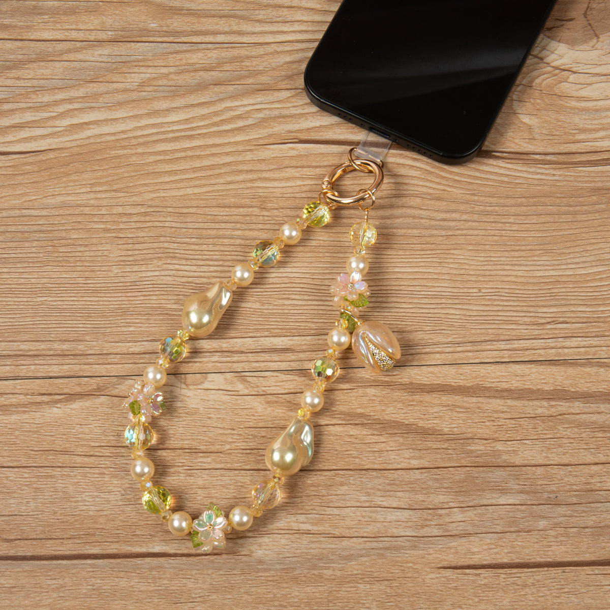 Floral Bead Pistachio Wristlet Lanyard K1421 - view 5