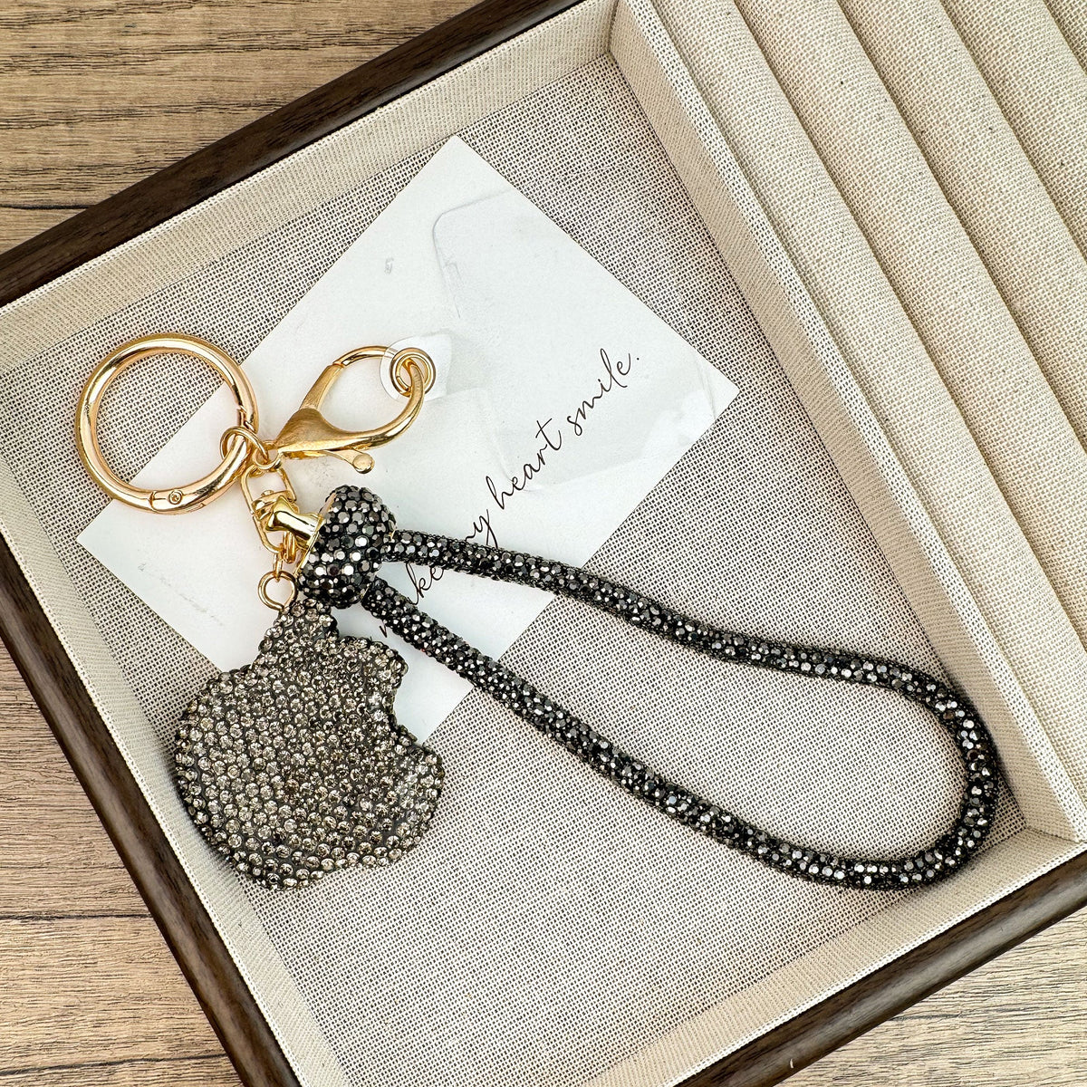 Apple Rhinestone-Embellished Alloy Keychain Wristlet K1436