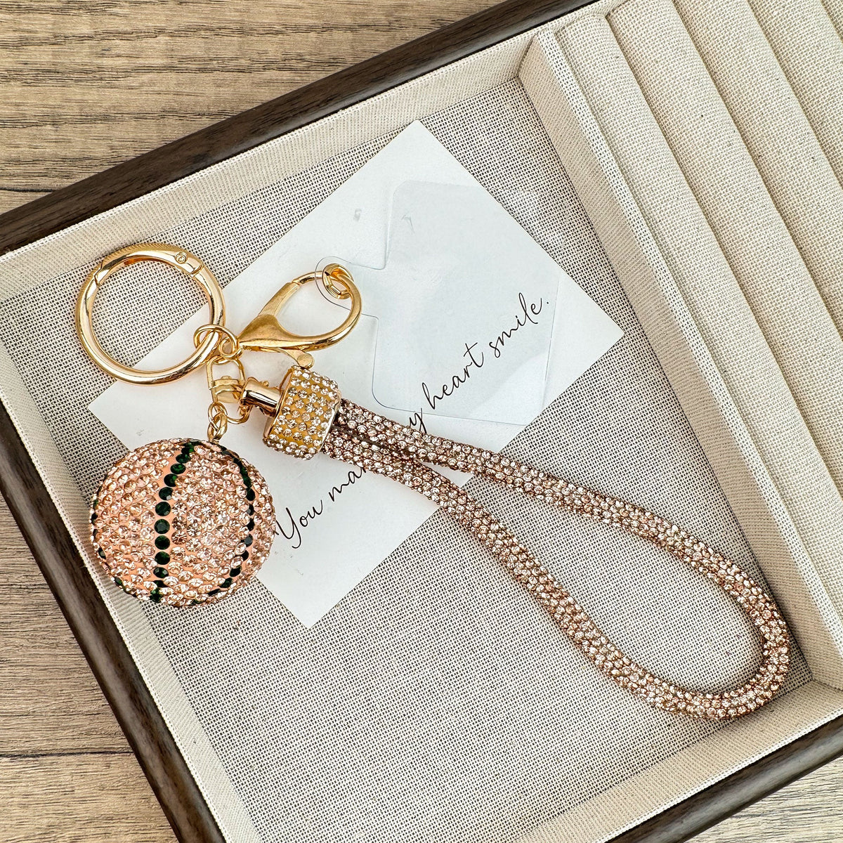 Basketball Rhinestone-Embellished Alloy Keychain Wristlet K1438