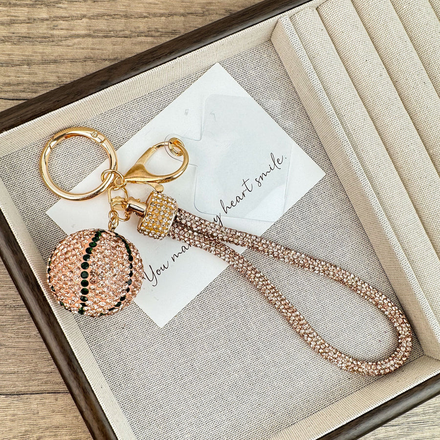 Basketball Rhinestone-Embellished Alloy Keychain Wristlet K1438