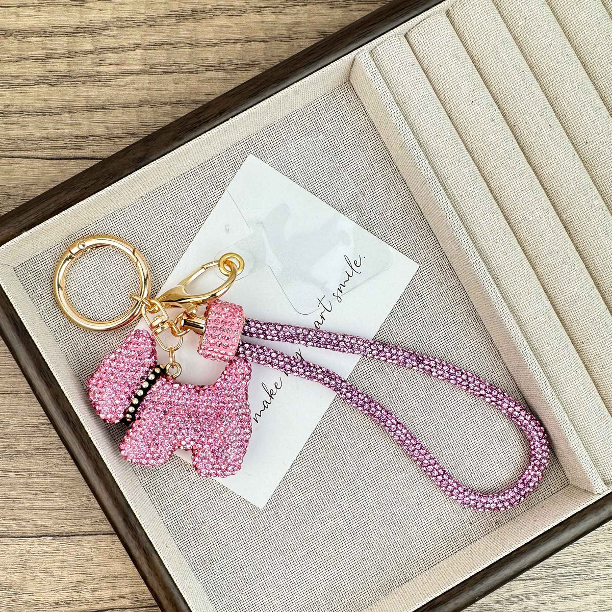 Dog Rhinestone-Embellished Alloy Keychain Wristlet K1443