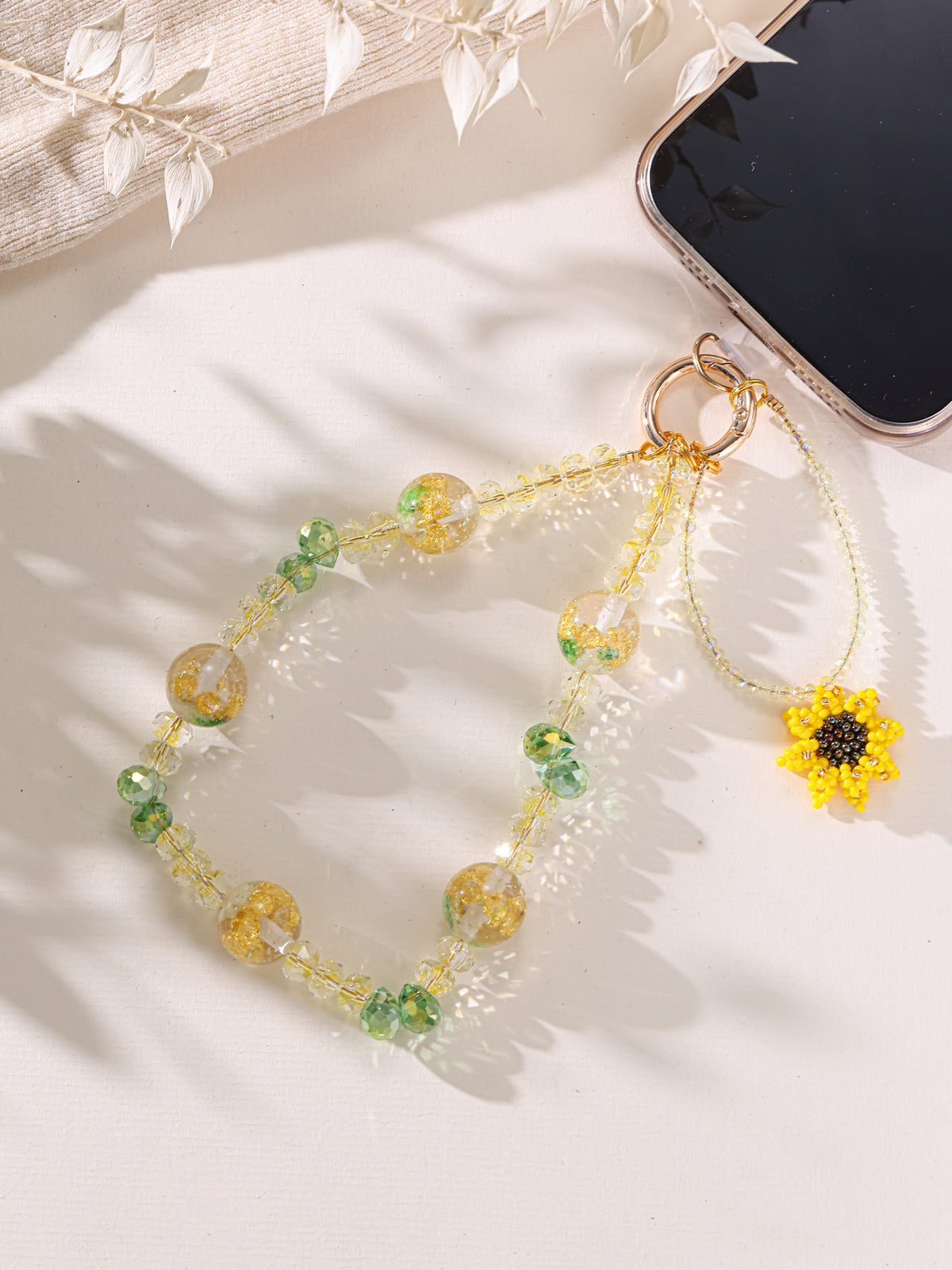 Sunflower Crystal Keychain Wristlet K1505