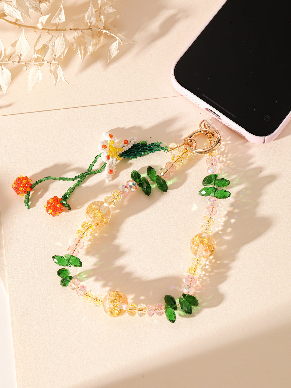 Flower Crystal Keychain Wristlet K1509