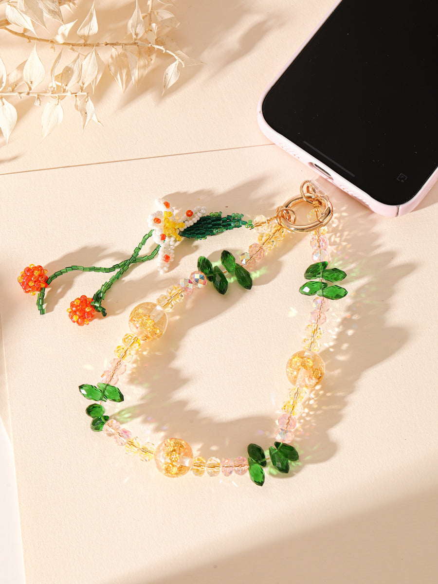 Flower Crystal Keychain Wristlet K1509