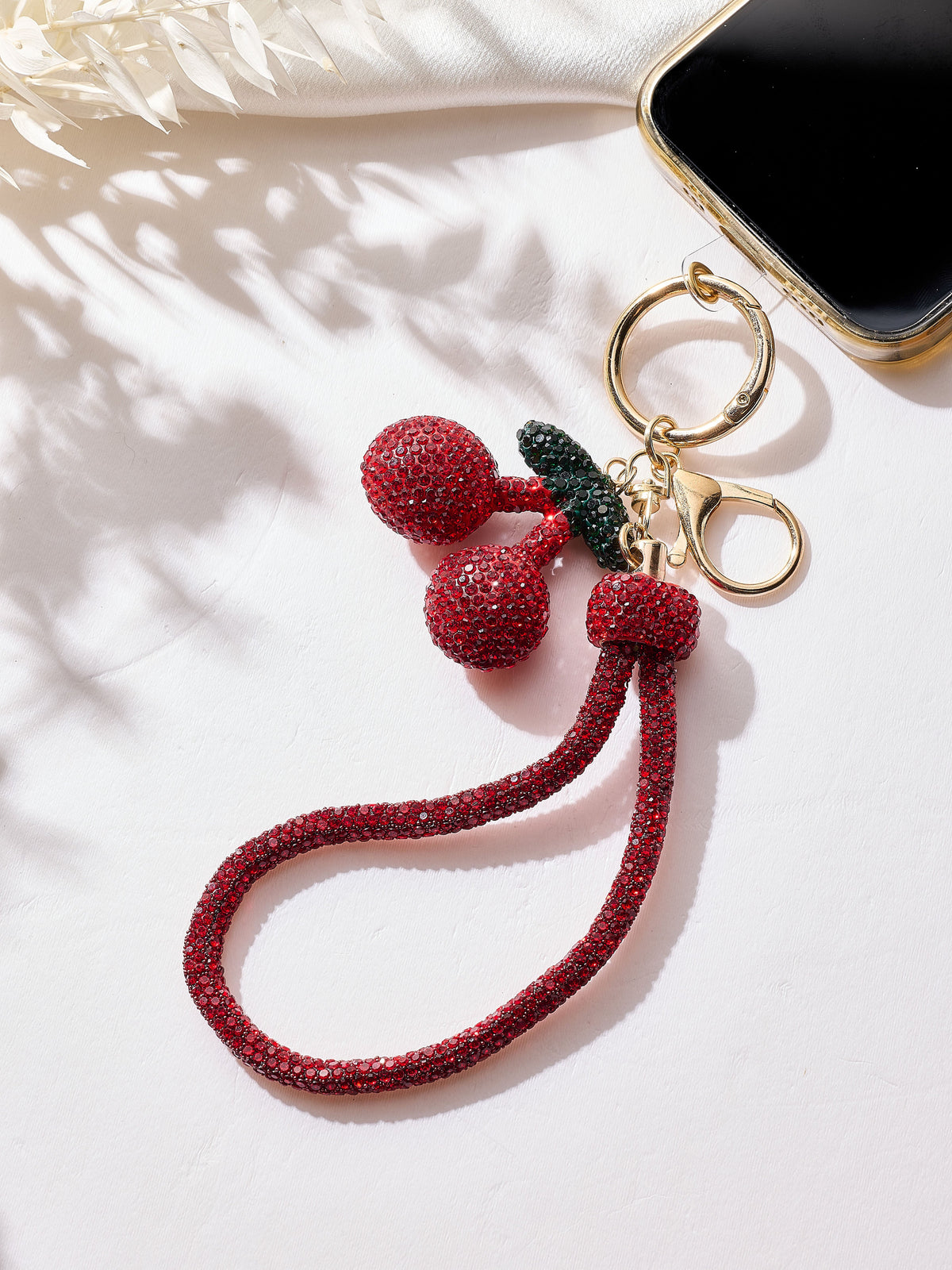 Cherry Crystal Keychain Wristlet K1537