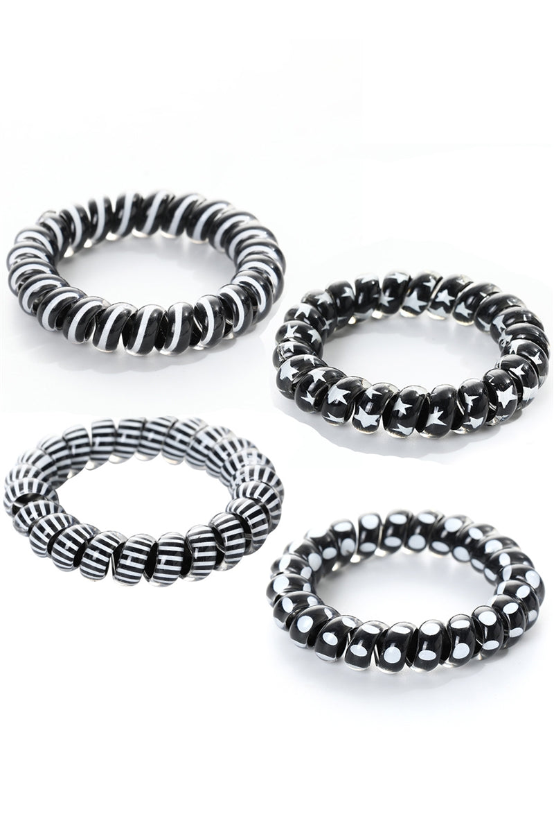 4 Pcs Striped Printed Scrunchies Set L2502-1