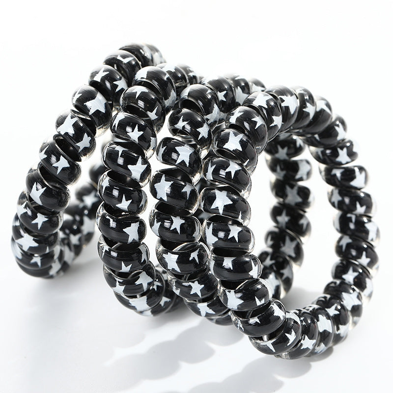 4 Pcs Striped Printed Scrunchies Set L2502-1