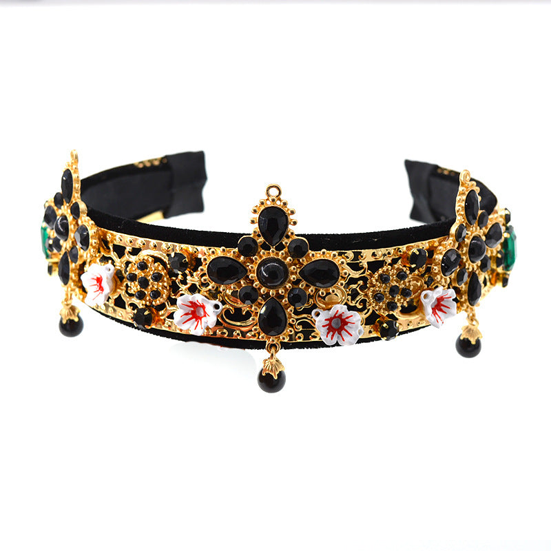 Floral Alloy Velvet Headband L2644