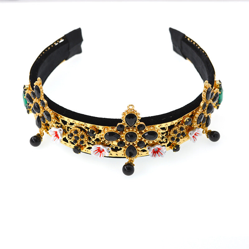 Floral Alloy Velvet Headband L2644 - view 5