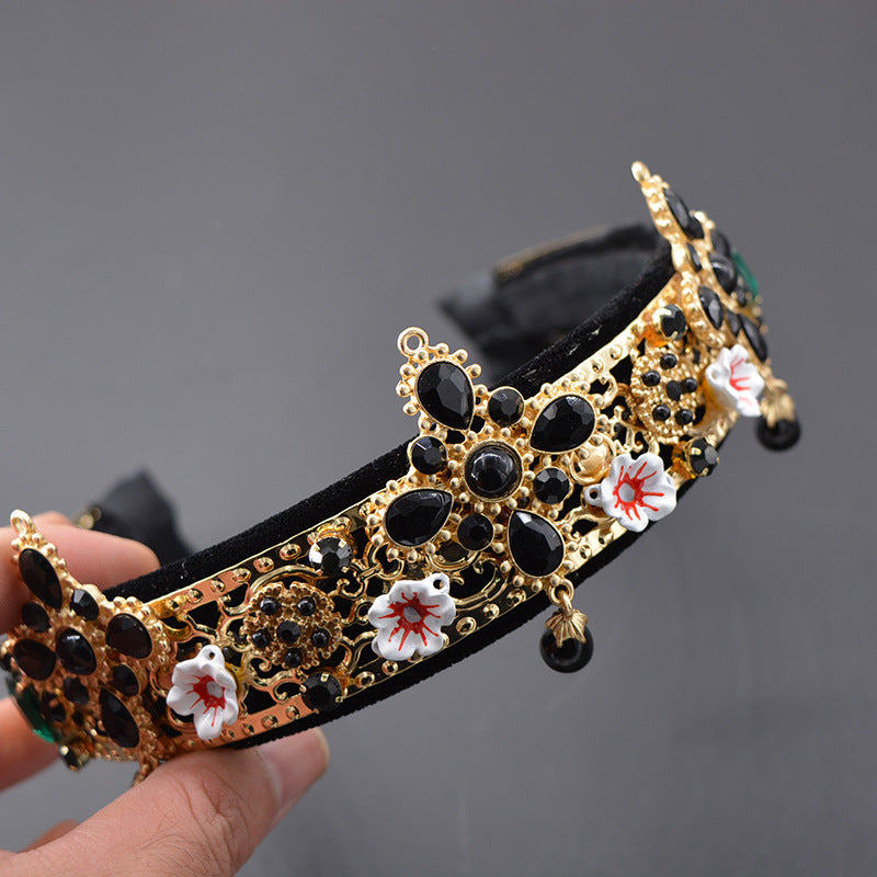 Floral Alloy Velvet Headband L2644 - view 4