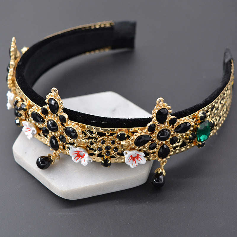 Floral Alloy Velvet Headband L2644 - view 2