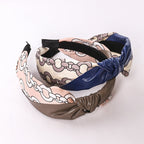 Vegan Leather Fabric Chains Printed Headband L2671 - view 3