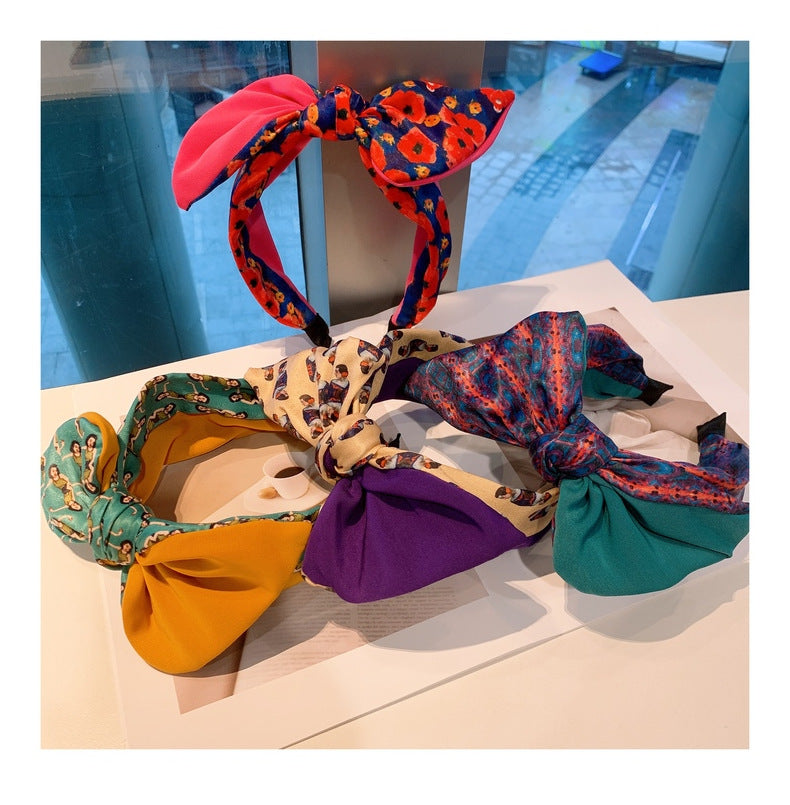 Floral Printed Bow Fabric Headband L2852