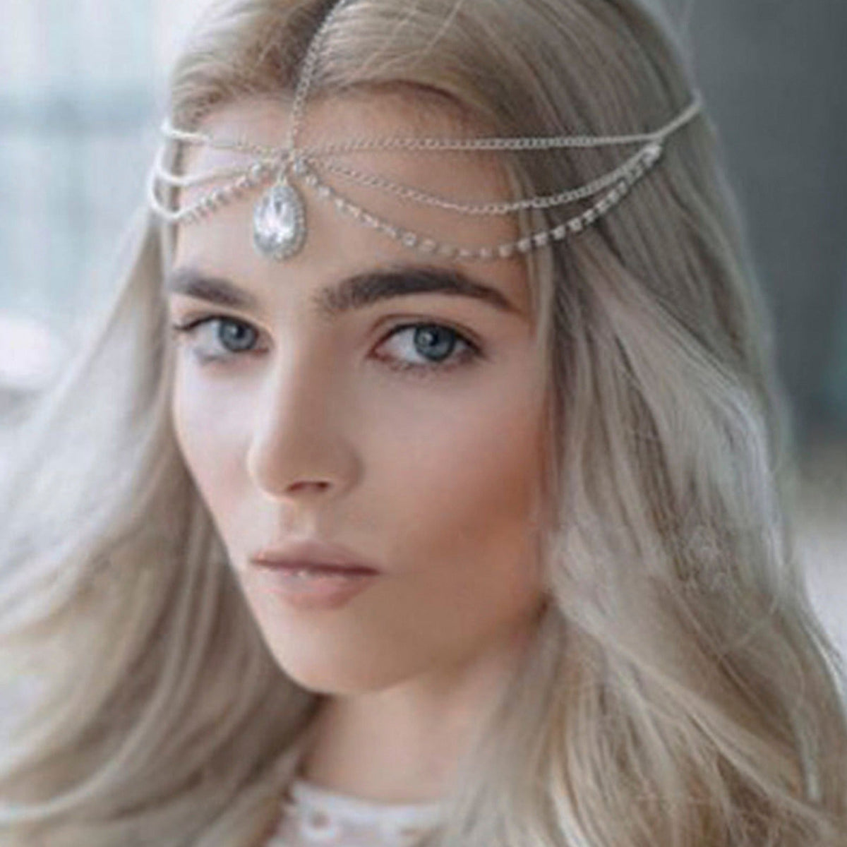 Teardrop Rhinestone Chain Hair Accessories L2859