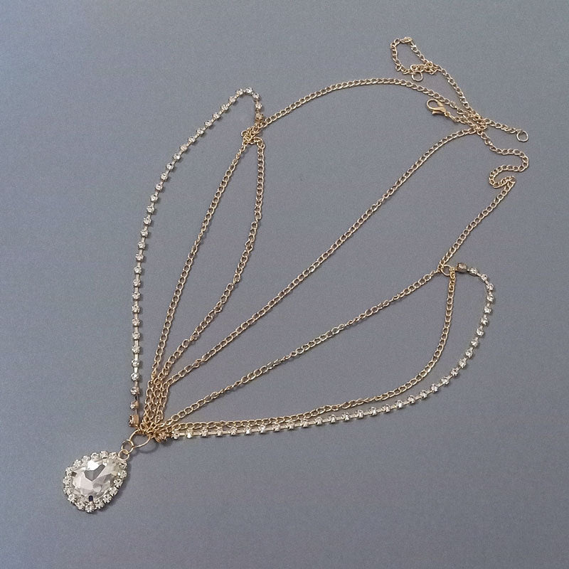 Teardrop Rhinestone Chain Hair Accessories L2859