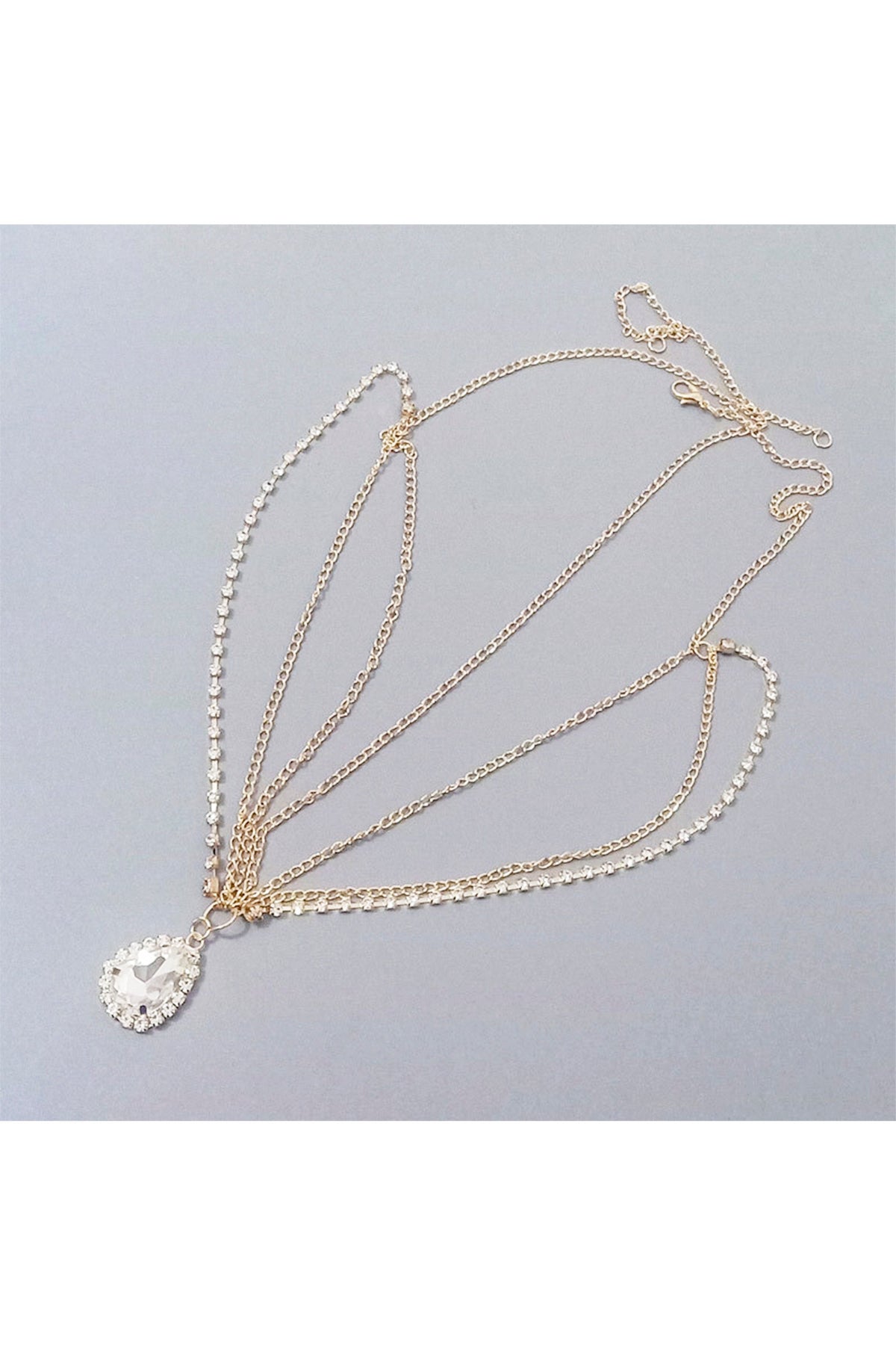 Teardrop Rhinestone Chain Hair Accessories L2859
