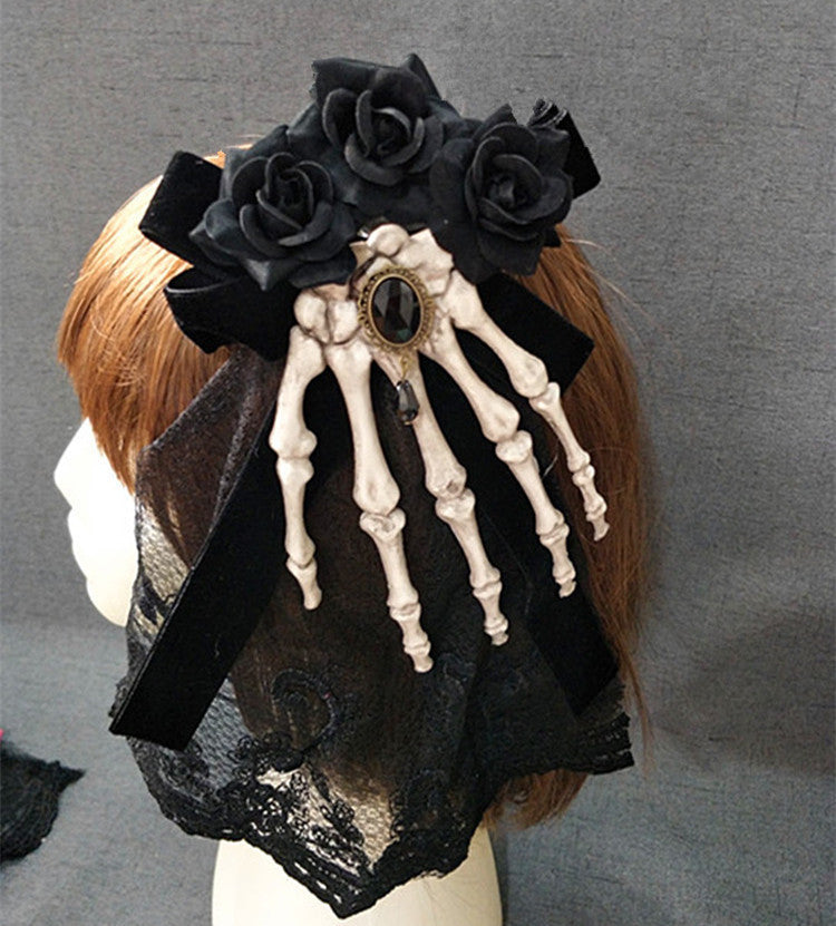 Punk Skull Hand Lace Hair Clip L3169