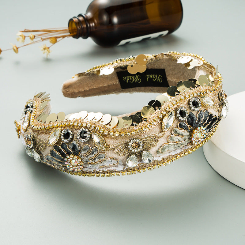 Rhinestone Sequin Velvet Headband L3224 - view 4