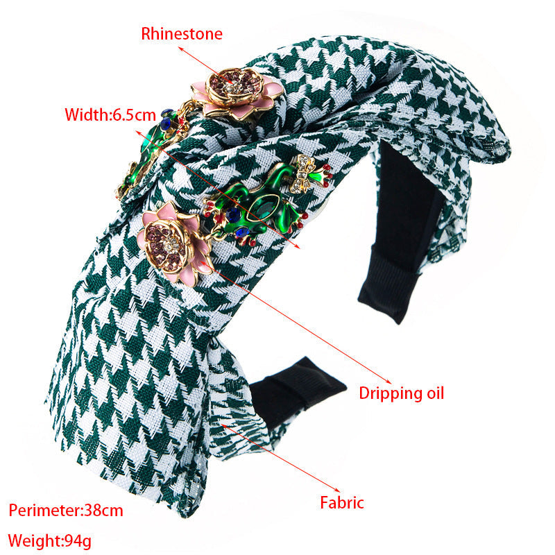 Floral Houndstooth Fabric Headband L3229 - view 2