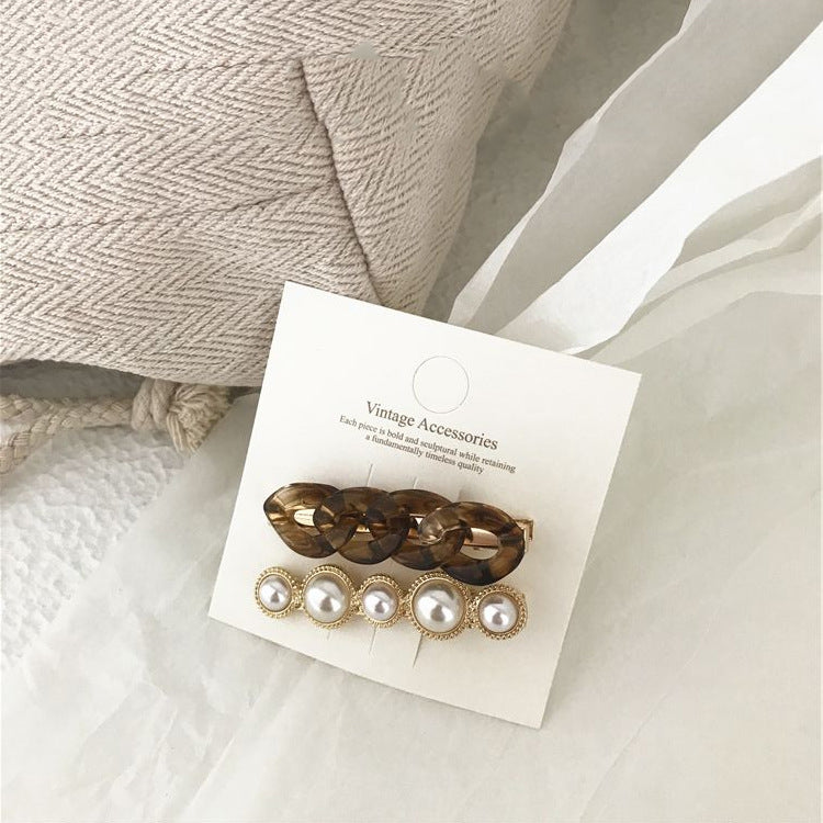 Chain Acrylic Pearl Hair Clip L3414