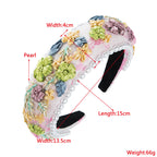 Flower Fabric Pearl Sponge Headband L3570 - view 2