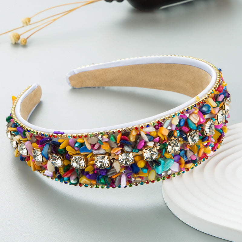 Turquoise Bead Rhinestone Headband L3648 - view 5