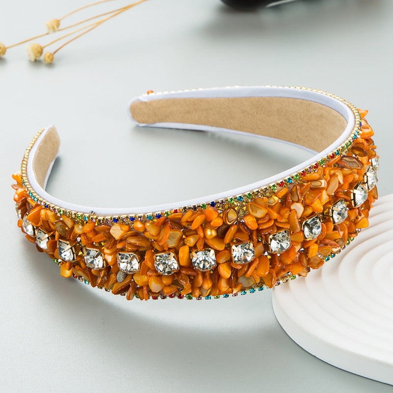Turquoise Bead Rhinestone Headband L3648 - view 7