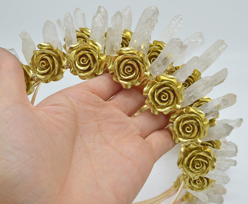 Rose Clear Quartz Headband L3801