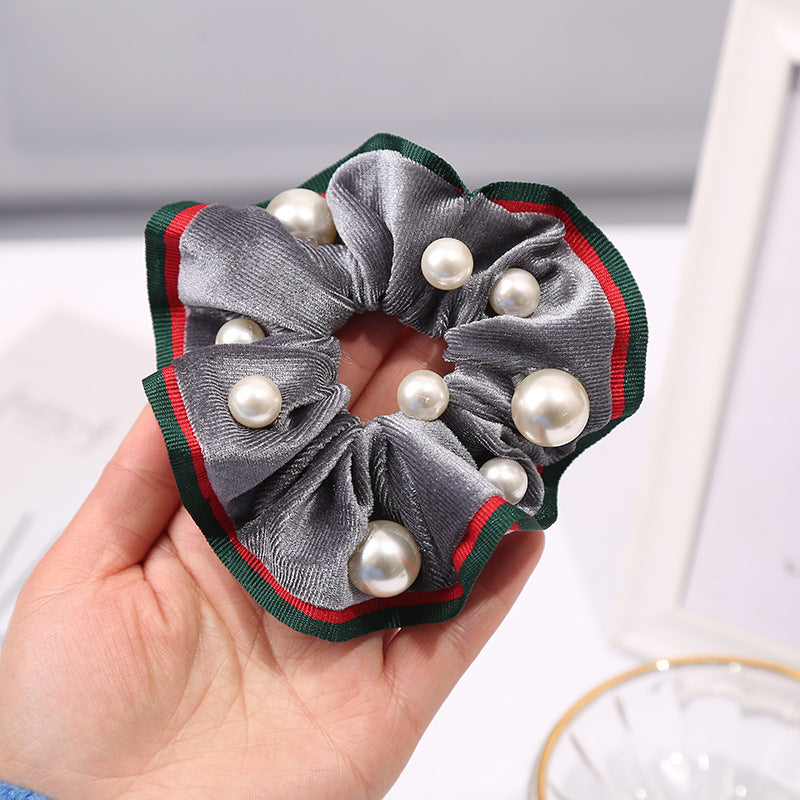 Pearl Velvet Hair Scrunchies L3836