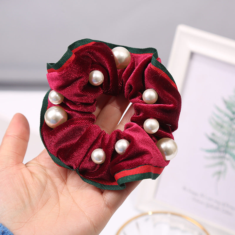 Pearl Velvet Hair Scrunchies L3836
