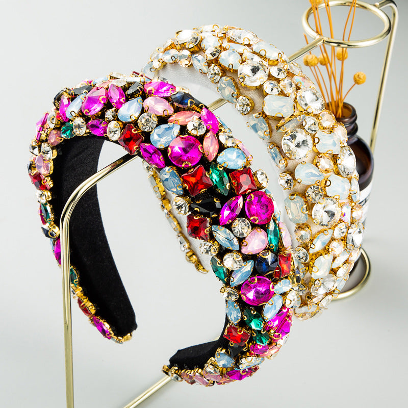 Baroque Glass Drill Sponge Headband L3862