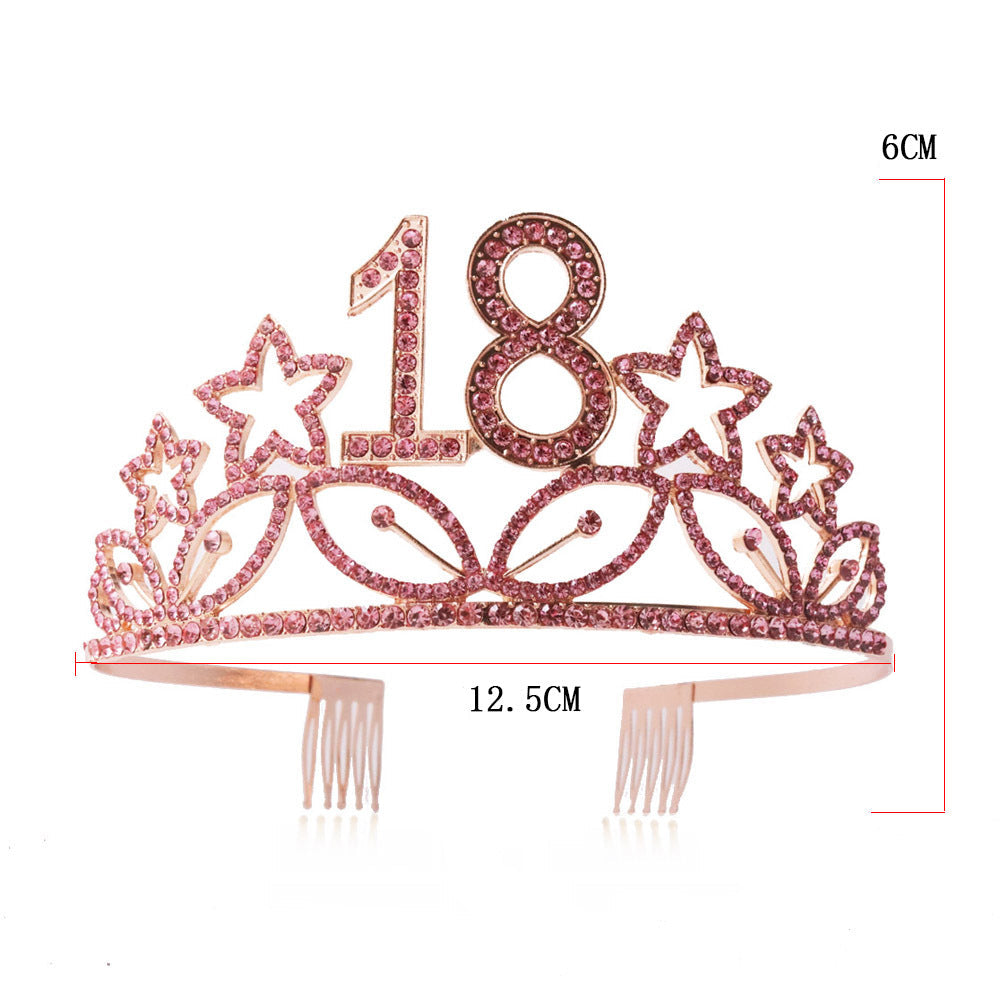 Birthday Star Rhinestone Crown Headband L3959