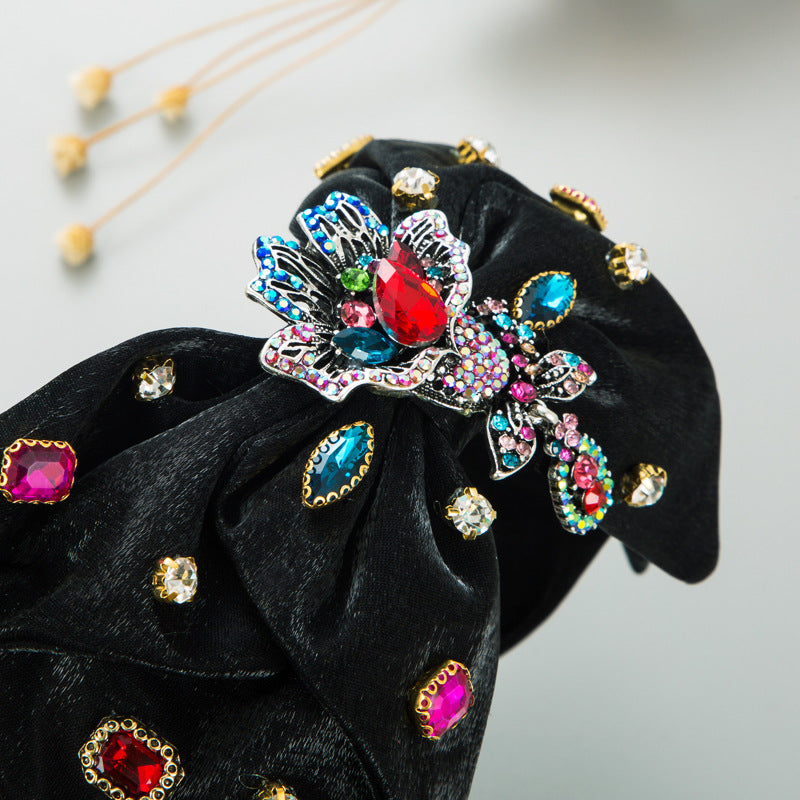 Rose Rhinestone Velvet Headband L4011