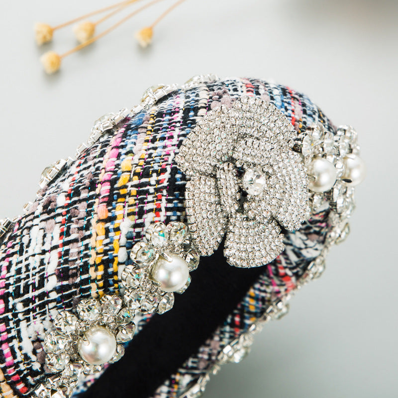 Floral Rhinestone Sponge Headband L4018
