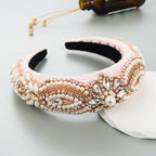 Floral Rhinestone Pearl Sponge Headband L4019