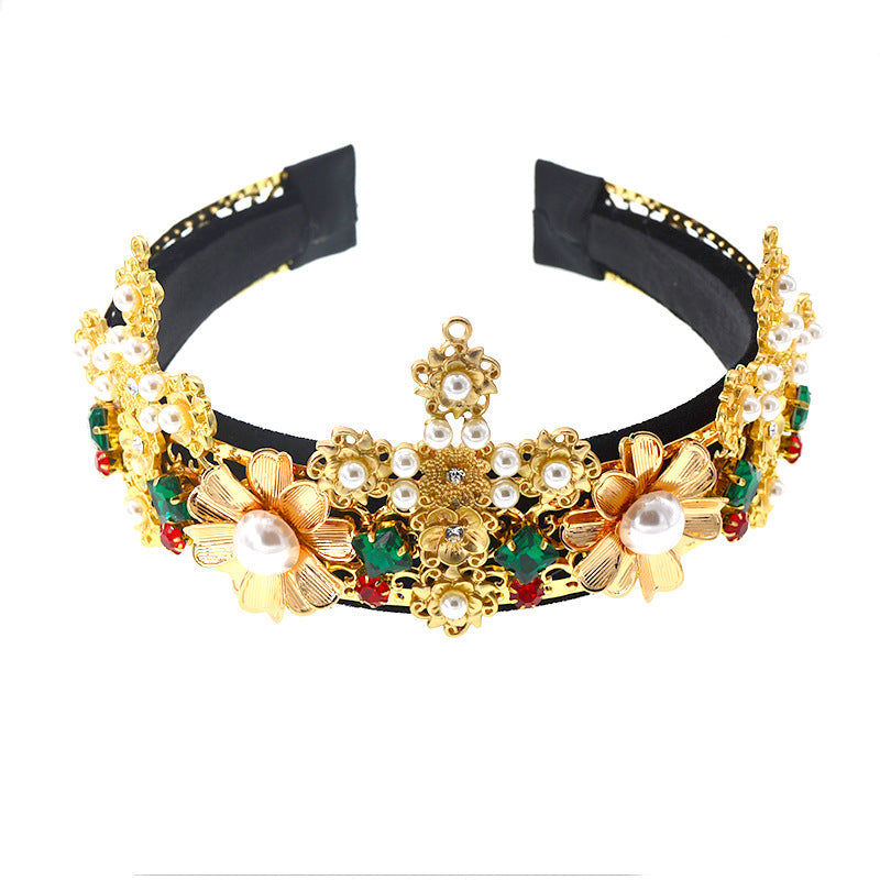 Baroque Cross Pearl Fabric Headband L4058