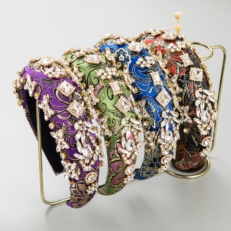 Floral Rhinestone Sponge Headband L4110