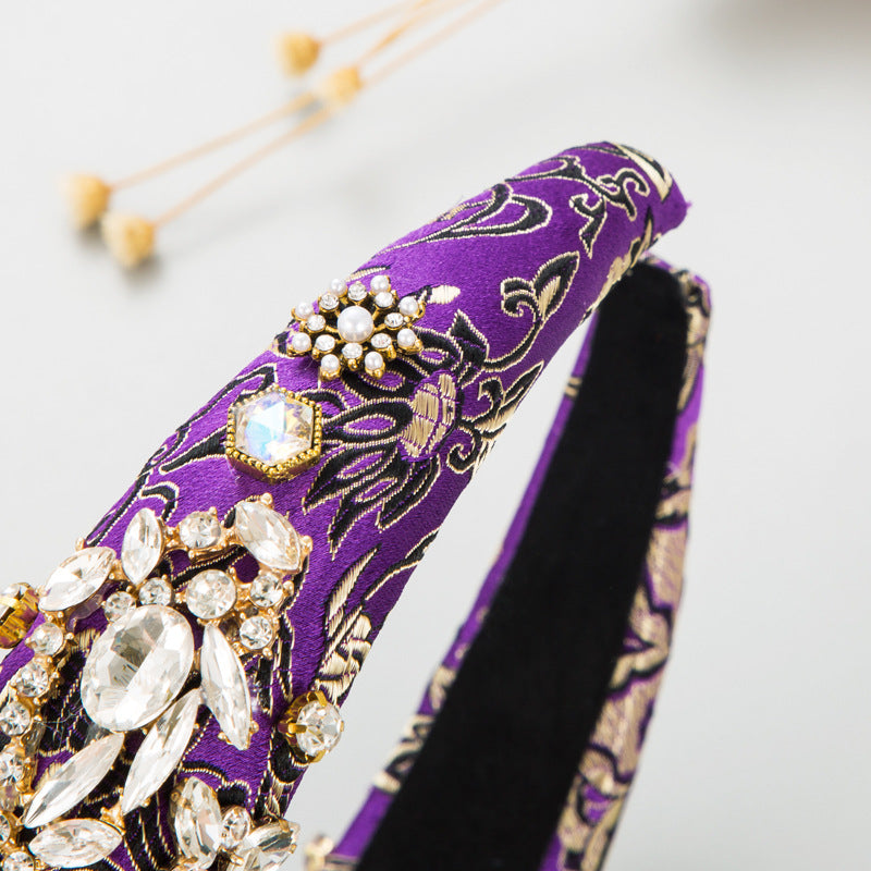 Floral Rhinestone Sponge Headband L4110