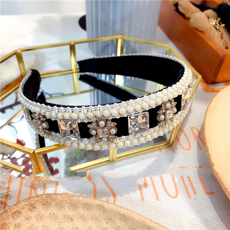 Glass Drill Pearl Headband L4116