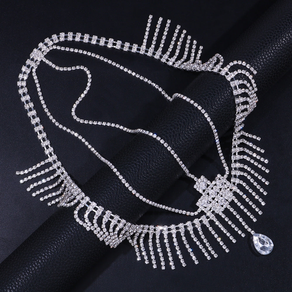 Teardrop Tassel Rhinestone Hair Chain L4170 – view 3