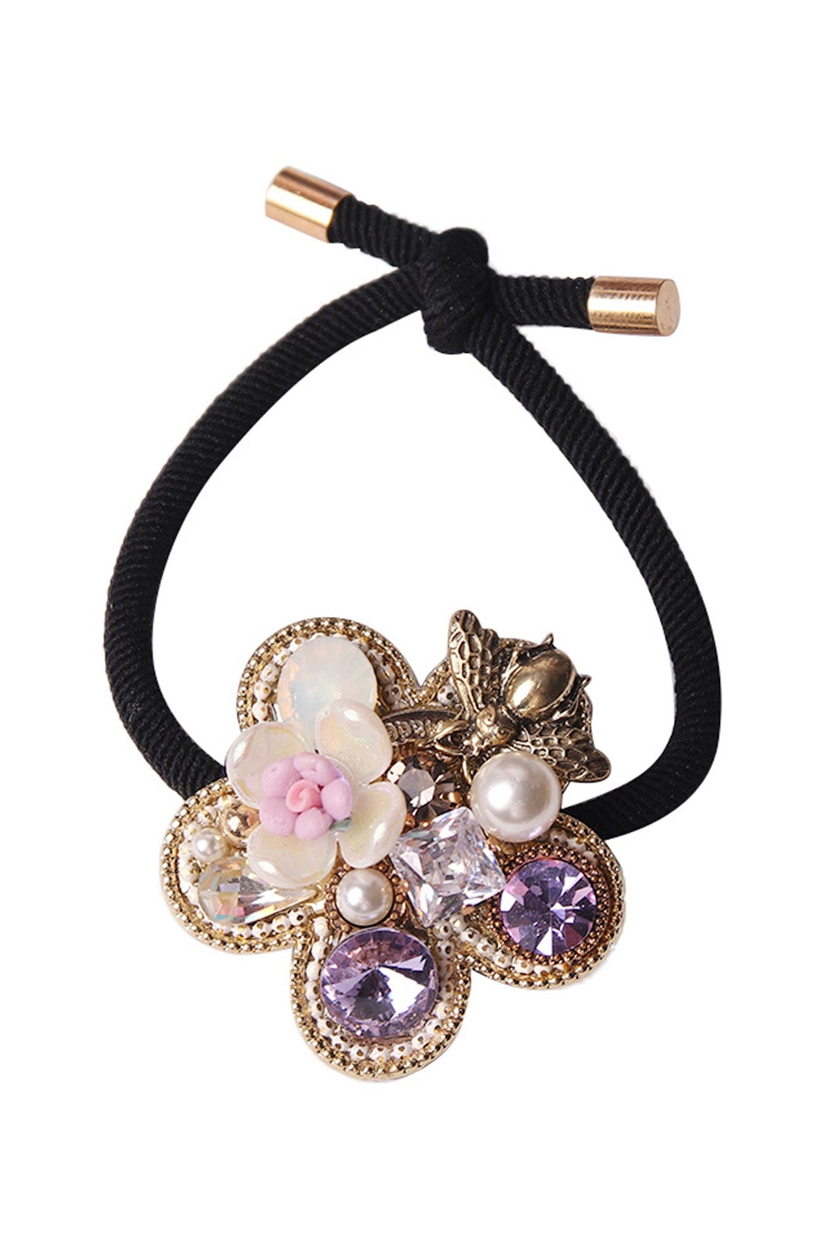 Floral Glass Drill Bee Hair Scrunchies L4175