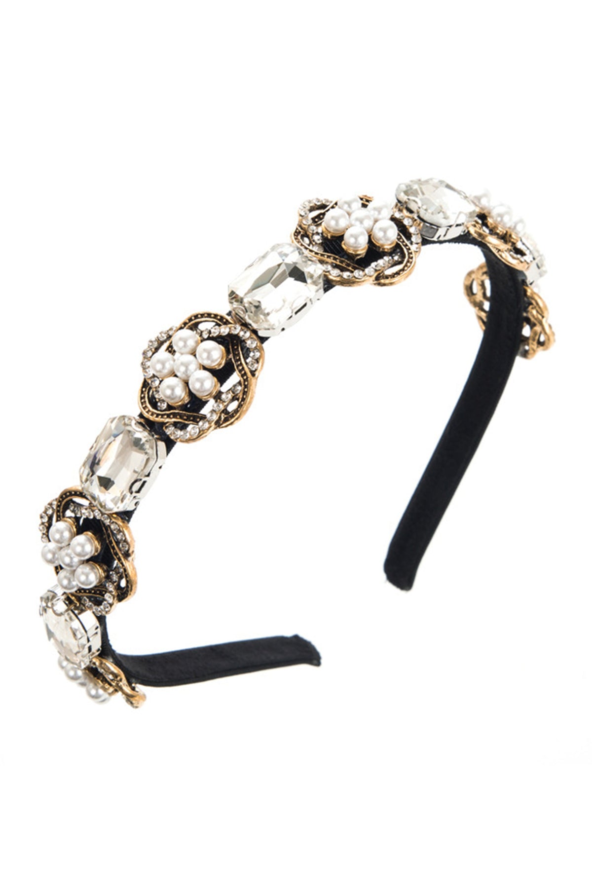 Baroque Pearl Glass Drill Headband L4180