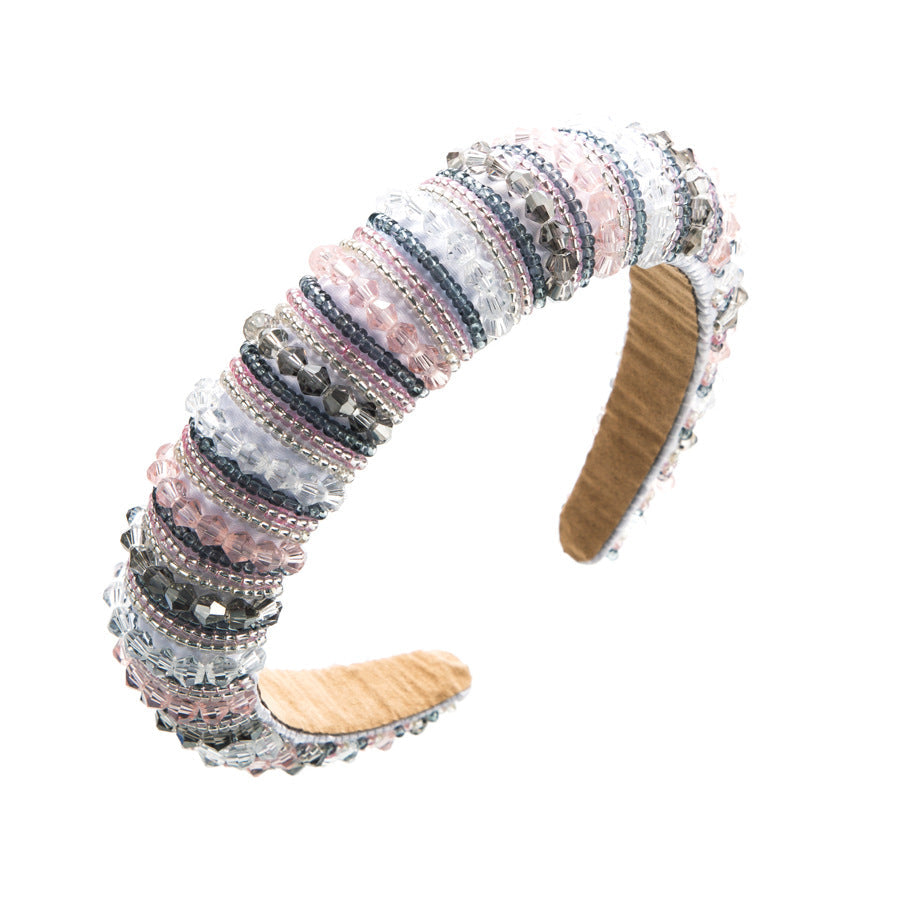 Crystal Seed Bead Sponge Headband L4292