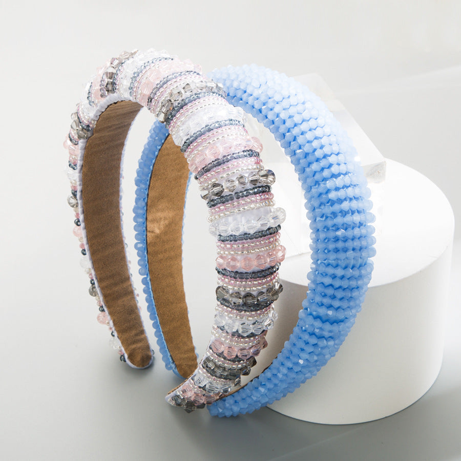 Crystal Seed Bead Sponge Headband L4292