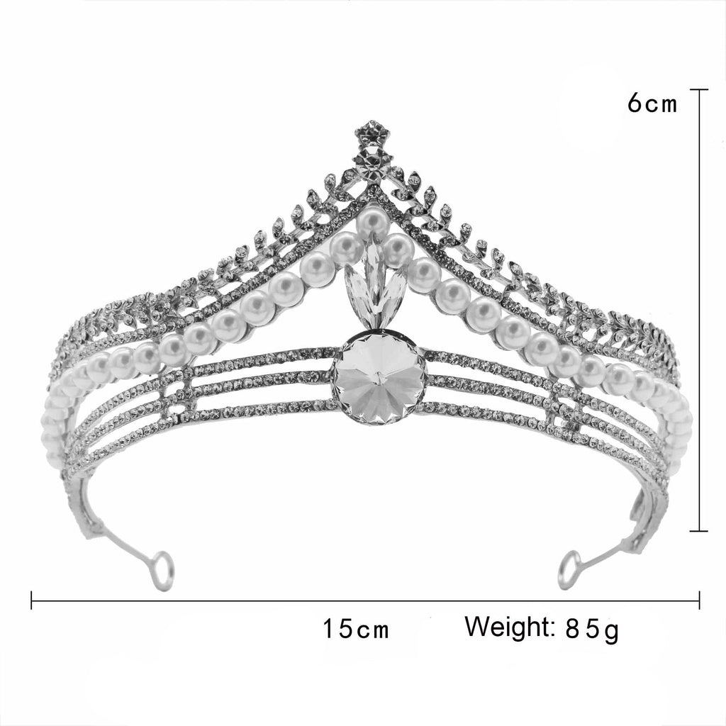 Pearl Rhinestone Crown Headband L4346